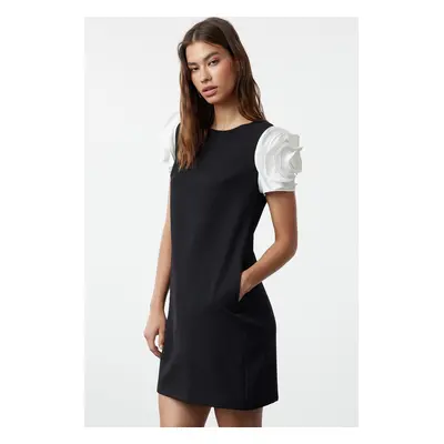 Trendyol Black Rose Detailed Mini Woven Dress