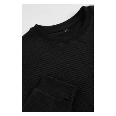 Trendyol Black Oversize/Wide Cut Crew Neck Textured Basic Sweatshirt