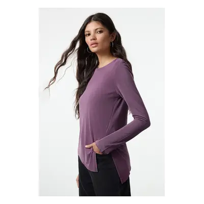 Trendyol Plum 100% Modal Boat Neck Regular/Normal Pattern Knitted Blouse