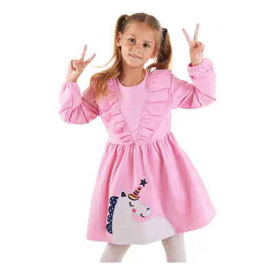 Denokids Glitter Unicorn Girl's Pink Dress