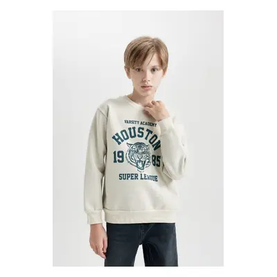 DEFACTO Boy's Crew Neck Printed Sweatshirt