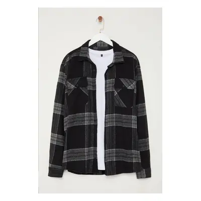 Trendyol Black Plaid Double Pocket Lumberjack Winter Plus Size Jacket Shirt