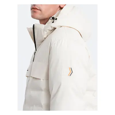 Ombre Men's winter jacket with detachable hood - cream