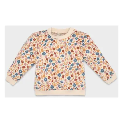 DEFACTO Baby Girl Crew Neck Floral Soft Furry Sweatshirt