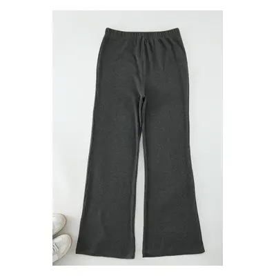 Trendyol Curve Anthracite Flare High Waist Bell-bottomed Camisole Knitted Plus Size Trousers