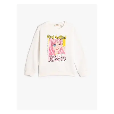 Koton Anime Sweatshirt Long Sleeved Crew Neck Shards