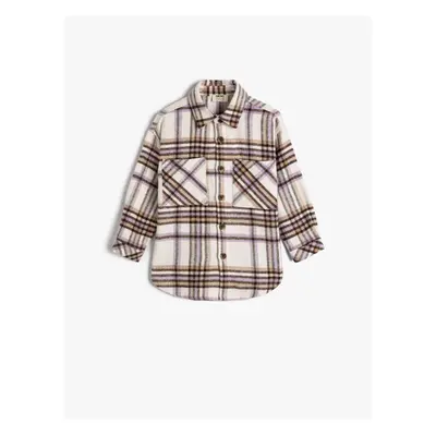 Koton 4wkg60018aw Girls' Shirt Beige Plaid