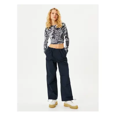 Koton Oversize Parachute Trousers with Floor Detail Pockets Cotton