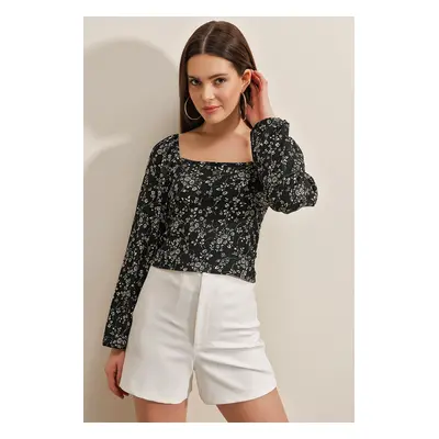 Bigdart Balloon Sleeve Knitted Blouse - B.black