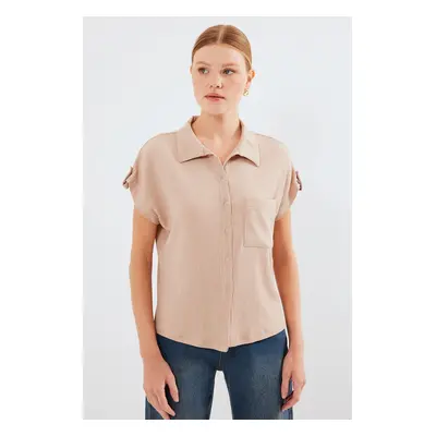 Bigdart Cuffed Double Short Sleeve Shirt - Biscuit