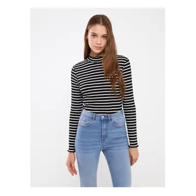 LC Waikiki High Collar Striped Long Sleeve Women's T-Shirt