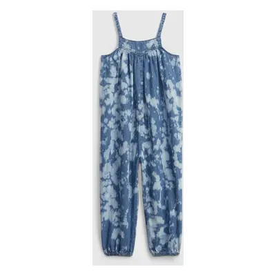 GAP Dětský overal tie-dye denim jumpsuit with Washwell - Holky