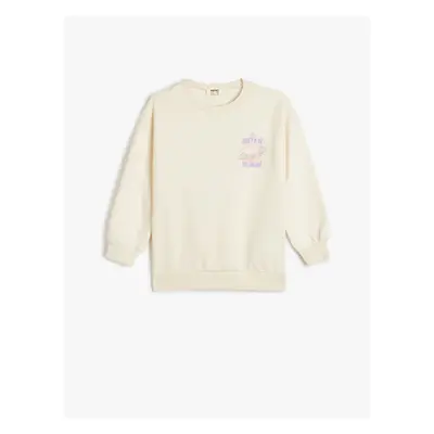 Koton Sweatshirt Long Sleeve Crew Neck Print Detailed Raised