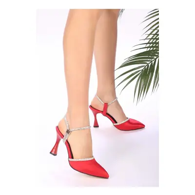 Shoeberry Women's Red Satin High Heel Shoes