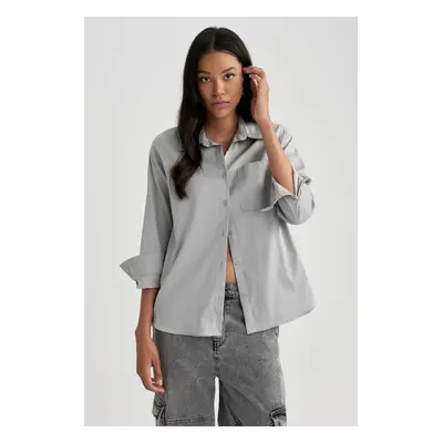 DEFACTO Oversize Wide Fit Poplin Long Sleeve Shirt