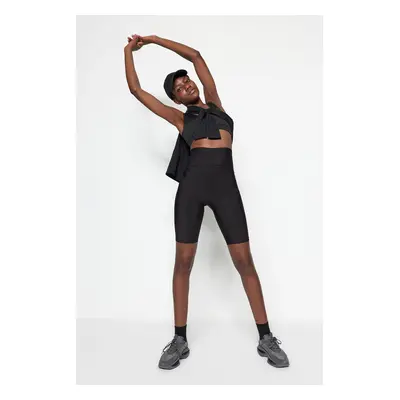 Trendyol Black Gathering Knitted Sports Biker/Cycler/Short Tights