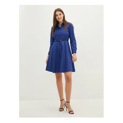 LC Waikiki Women's Straight Waist Belted Long Sleeve Poplin Shirt Dress