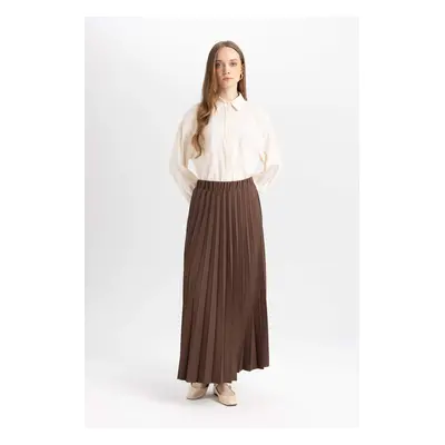 DEFACTO Pleated Elastic Waist Basic Plain Maxi Basic Skirt