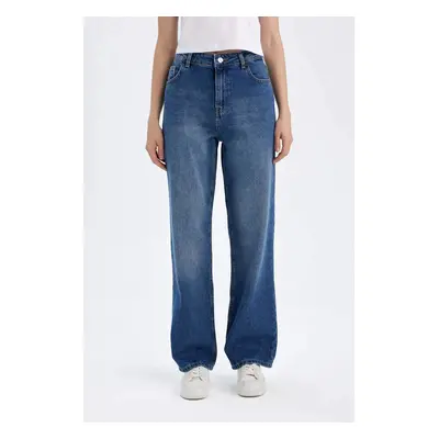 DEFACTO 90's Wide Leg High Waist Long Jean Washed Trousers