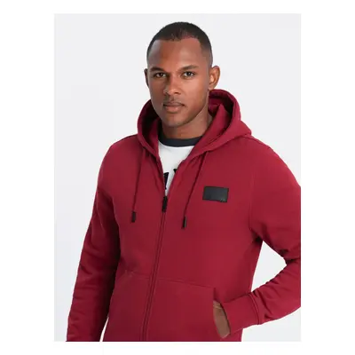 Ombre Unzipped men's sweatshirt with hood and patch - red