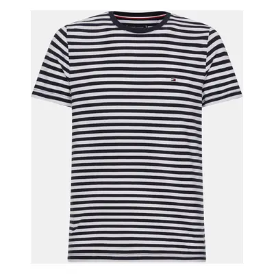 Bílo-černé pánské pruhované basic tričko Tommy Hilfiger