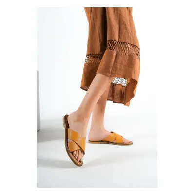 Capone Outfitters Capone Women's Slippers with Genuine Leather Bodrum Ginger