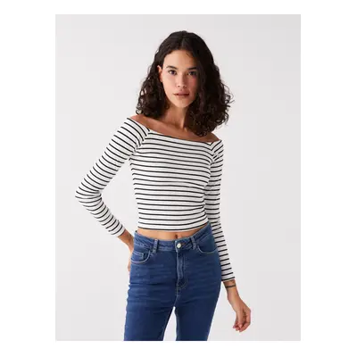 LC Waikiki Boat Neck Striped Long Sleeve Women's T-Shirt