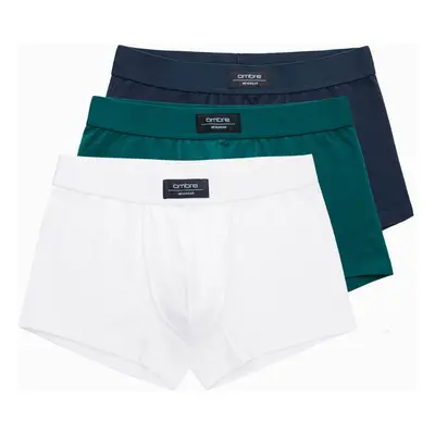 Ombre BASIC men's single color matching boxer shorts with elastane - pack mix OM-UNBB