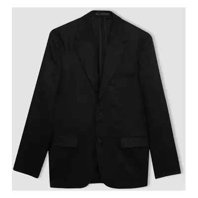 DEFACTO Regular Fit Half Lining Linen Blazer Jacket