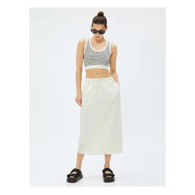 Koton Parachute Skirt Midi Pocket Detailed Waist Elasticated With Stopper.