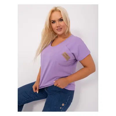 Světle fialová halenka plus size s kapsou