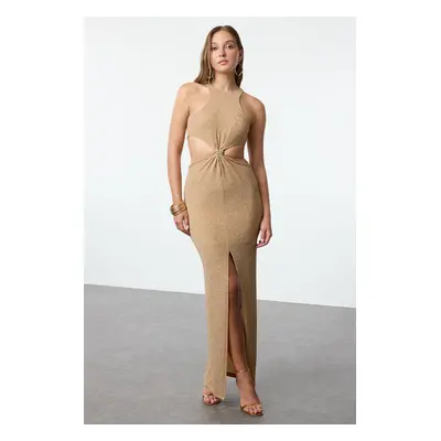 Trendyol X Zeynep Tosun Golden Snake Accessory Gleaming Long Night Evening Dress & Graduation Dr