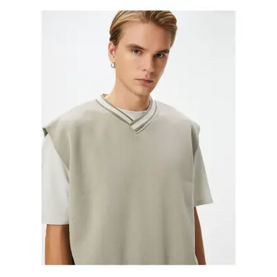 Koton Oversize Sweatshirt V-Neck Short Sleeve