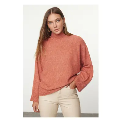 Trendyol Dusty Rose Soft Texture Wide Pattern Knitwear Sweater