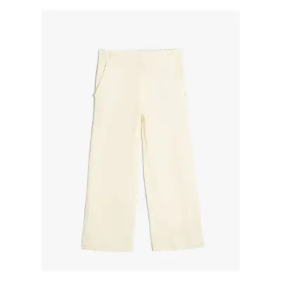 Koton Linen Trousers Wide Leg Button Detailed Pockets