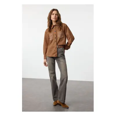 Trendyol Brown High Waist Wide Leg Jeans