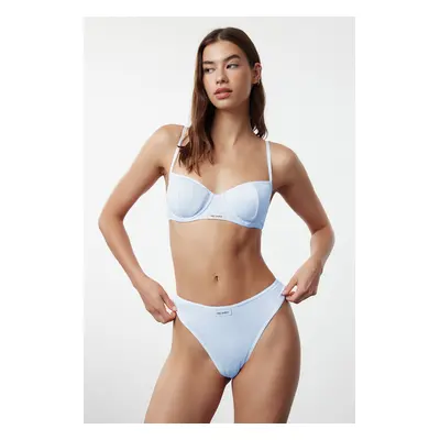 Trendyol Light Blue Ribbed Label Detailed Capless Knitted Underwear Set