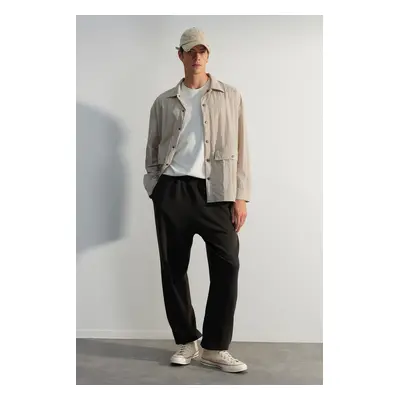 Trendyol Limited Edition Anthracite Oversize/Wide Faded Effect 100% Cotton Open Leg Sweatpants