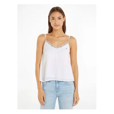 Bílé dámské tílko krajkou Tommy Jeans Essential Lace Strappy - Dámské