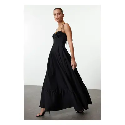 Trendyol Black Drape Detailed Woven Maxi Dress