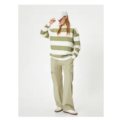 Koton Crew Neck Sweatshirt Relax Fit Ribbed Long Sleeve