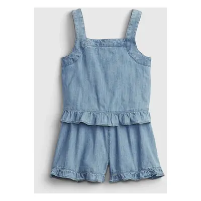 GAP Dětské šaty denim ruffle romper - Holky