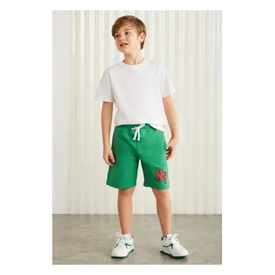 GRIMELANGE Darvell-grm24007 Boys 100% Cotton Printed Shorts Benetton Gree