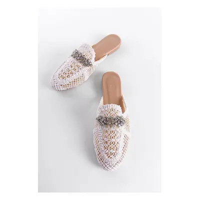 Capone Outfitters Women's Knitted Knitwear Stone Closed Toe Slippers