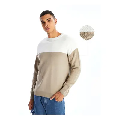 LC Waikiki Crew Neck Long Sleeve Color Block Men's Knitwear Sweater