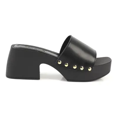 Capone Outfitters Capone Women's Boots, Single Band Platform Heels, Black Women's Slippers.