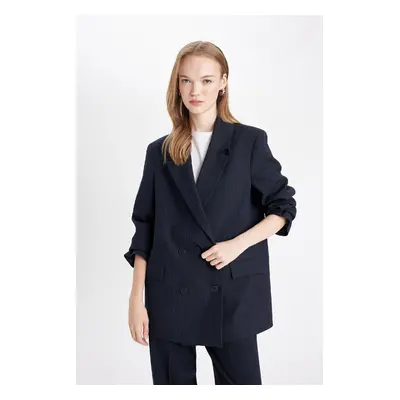 DEFACTO Oversize Wide Pattern Jacket Buttoned Collar Taffeta Basic Plain Blazer Jacket