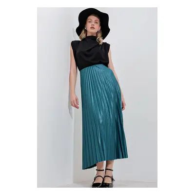 Bigdart Leather Look Pleated Skirt - Oil