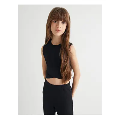 Koton Crop Knit Tank Top Dumbbell Neck Slim Fit Asymmetric Cut