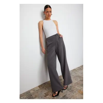 Trendyol Gray Cross Closure Wide Leg Woven Trousers